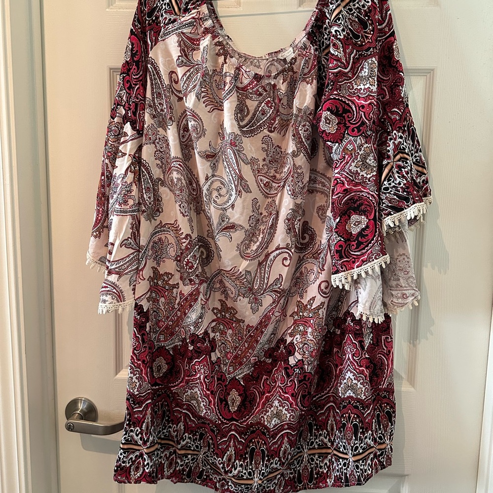 Cato Paisley Mini Dress in Red and White